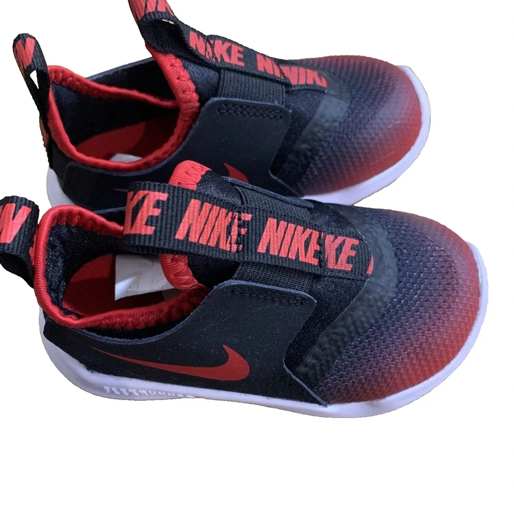 NEW Nike Toddler Flex Runner Slip On Shoe AT4665 607 Red Black Sneakers SIZE 6C